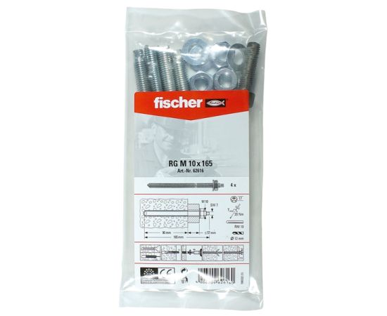 ღერო ხრახნიანი Fischer RG M10x165 4 ც 62616