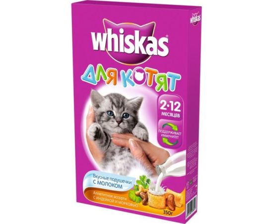 Корм для котят подушечки индейка/морковь Whiskas 350 г