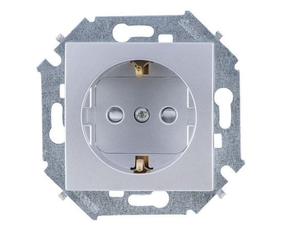 Power socket grounded with curtains Simon 15 1591443-033 1 sectional aluminum