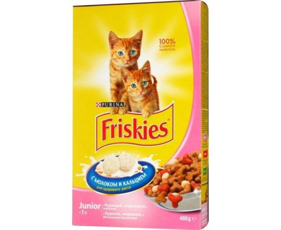 Сухой корм для котят  Friskies со вкусом курицы, моркови и молока 400 г