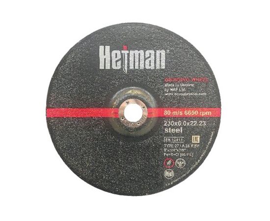 Диск шлифовальный Hetman 1/27 14А 230x6x22.23 мм