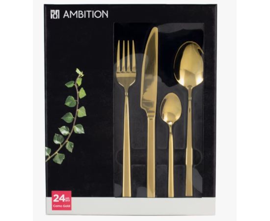 Knife/fork set 24 pieces Ambition COMO gold color