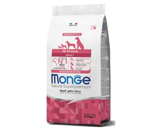 Dry dog food for adults beef and rice Monge 12 kg