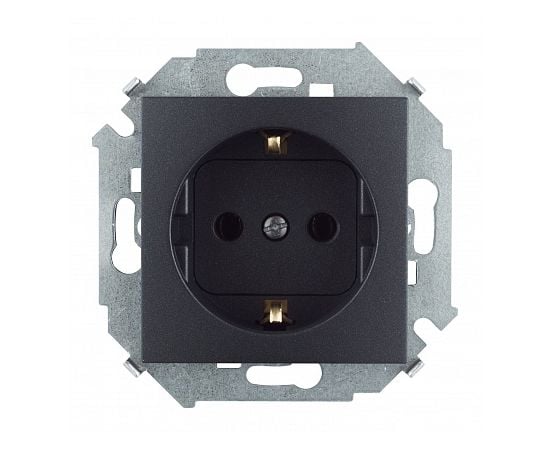Power socket grounded with curtains Simon 15 1591443-038 1 sectional graphite
