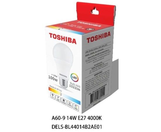 შუქდიოდური ნათურა Toshiba A60 4000K 14W E27