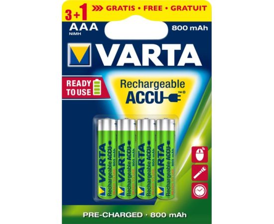 Rechargeable battery VARTA ACCU AAA 800 mAh NiMH 3+1 pcs