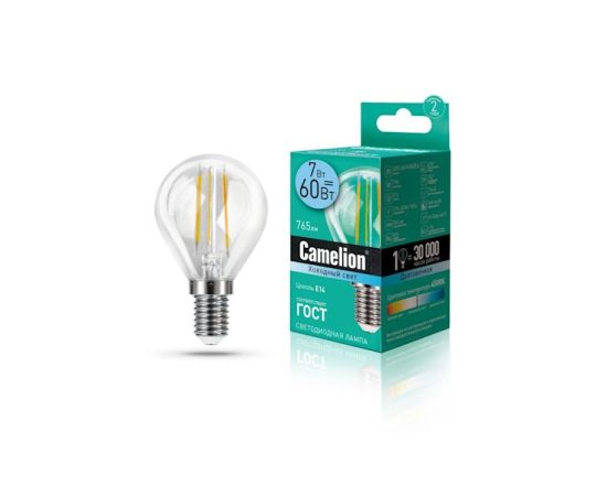 Филаментная светодиодная LED лампа Camelion 7W E14