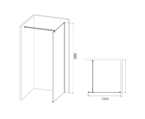 Shower enclosure glass KX8 Walk-in 120x190 cm 8 mm