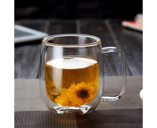 Чашка для чая двойная стеклянная DONGFANG 350мл AL-MH-195