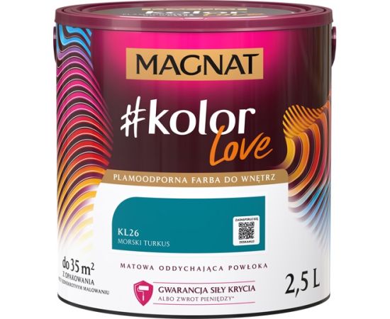საღებავი ინტერიერის Magnat Kolor Love 2.5 ლ KL26 ზღვის ფირუზისფერი