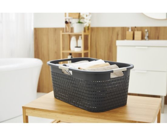 Basket for bed linen Rotho 40L COUNTRY anthracite