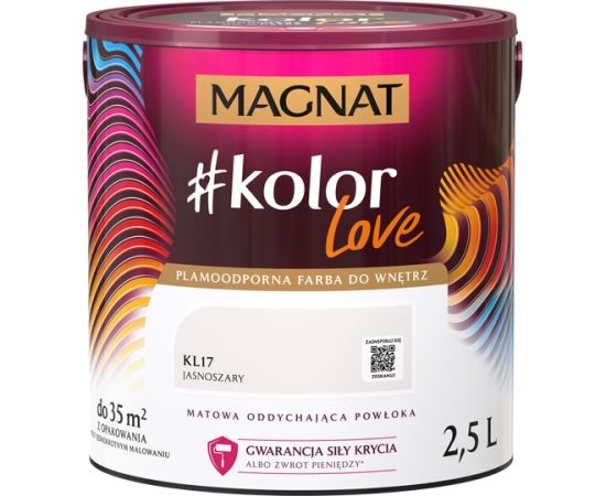 საღებავი ინტერიერის Magnat Kolor Love 2.5 ლ KL17 ღია ნაცრისფერი