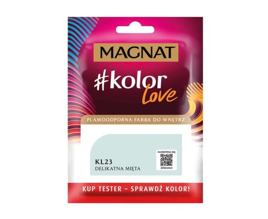 Interior paint test Magnat Kolor Love 25 ml KL23 tender mint