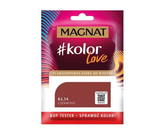 Interior paint test Magnat Kolor Love 25 ml KL34 red