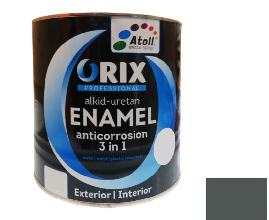 Эмаль антикоррозийная Atoll Orix Color 3 in 1, 0.7 л серая RAL 7045
