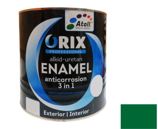 Эмаль антикоррозийная Atoll Orix Color 3 in 1, 0.7 л зеленая RAL 6029