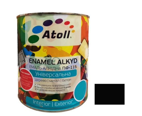 Enamel alkyd Universal ATOLL black 0.8 Kg