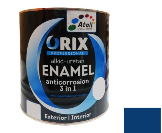Эмаль антикоррозийная Atoll Orix Color 3 in 1, 0.7 л синяя RAL 5010