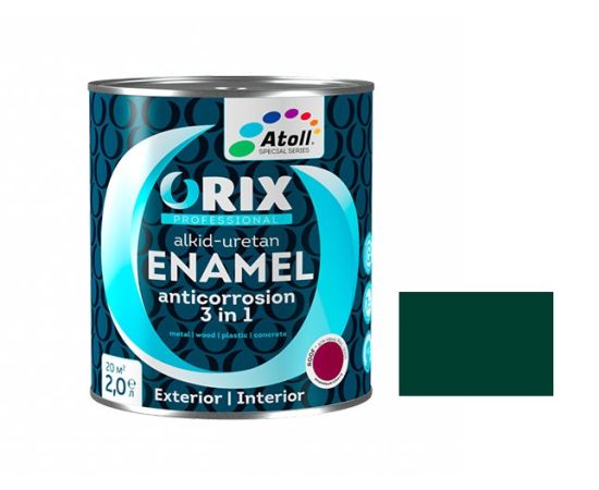 Paint enamel for roof Atoll orix Anticorrosion 3 in 1 Ral 6005 green glossy 2,2 kg