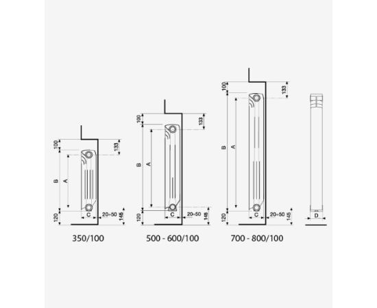 Aluminum radiator Fondital EXCLUSIVO-500mm