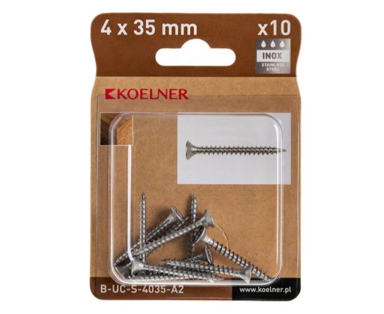 Universal screw Koelner 4x35 stainless steel 10 pcs B-UC-S-4035-A2