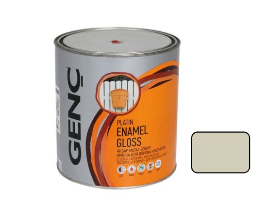 Paint for wood and metal Genc Synthetic glossy paint Silver 1515 dirty white 750 ml