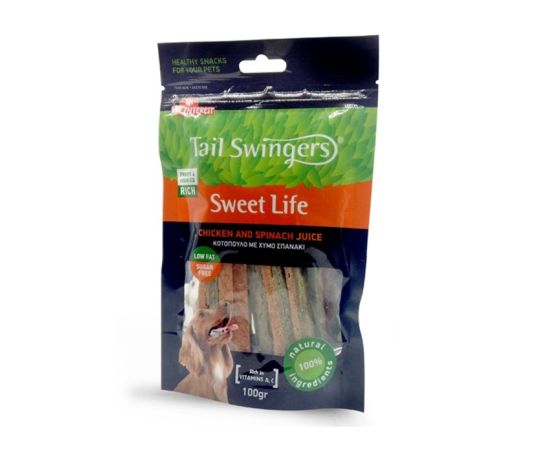 Dog treat Pet Interest Tailswingers Stripes spinach with chicken 100 g