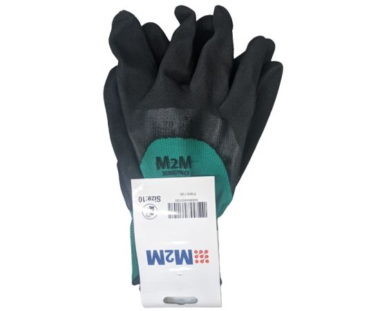 Glove with green black latex 3/4 coated M2M 300/130 S10