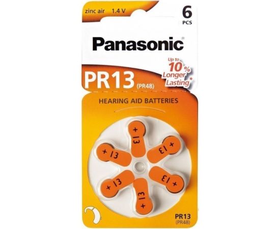 თუთია-ჰაერის ელემენტი სასმენი აპარატებისთვის Panasonic PR13 1.4V 6ც