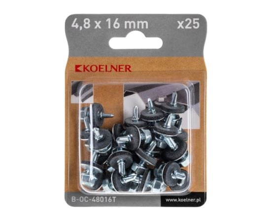 Self-tapping screws with a drill with an Kolner EPDM washer 25 pcs  4,8x16 mm B-OC-48016T blist