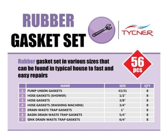 Set of rubber gaskets Tycner 1957/K (56 El.)