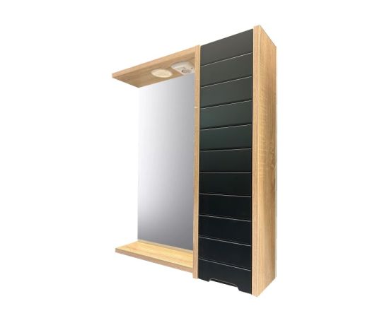 Шкафчик с зеркалом Denko Mostar 70 антрацит серый/сонома LED