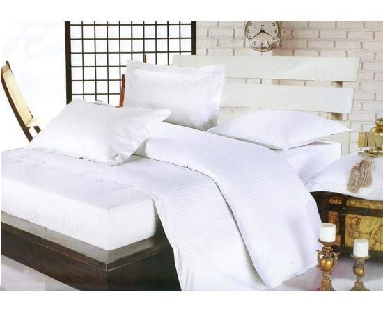 Комплект постельного белья в полоску 160x220 F2343 белая