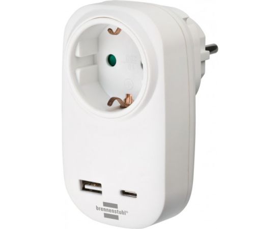 Adapter Brennenstuhl with USB A and C max18W white