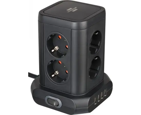 Удлинитель башня 8 Brennenstuhl 2м 4 USB черный