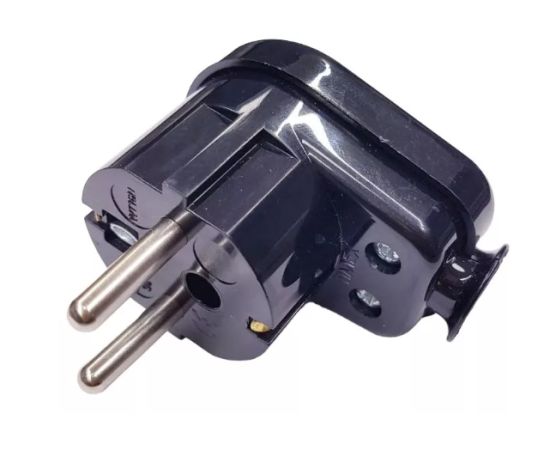 Plug Timex angled with backlight 16A 250V black Uni-Schuko
