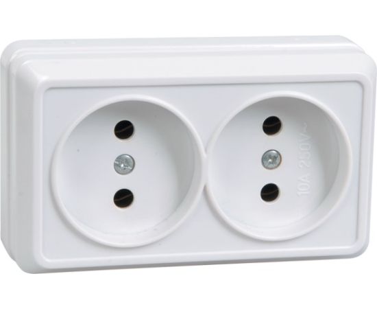 External power socket without grounding IEK РС22-2-ОБ 2 sectional white
