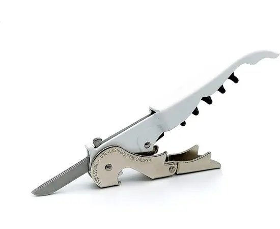 Bottle opener with knife Slider Pulltex white