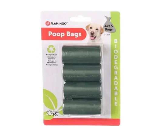 Пакеты для собачьих экскрементов Flamingo BIO GREEN 4X15шт