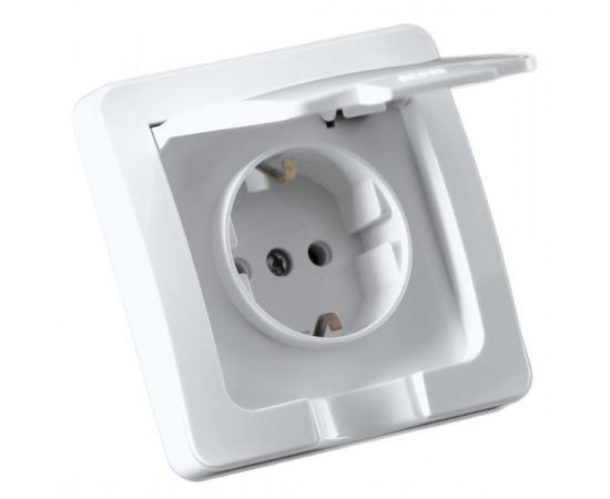 Power socket grounded Hegel РС16-511 1 sectional with lid IP44 white