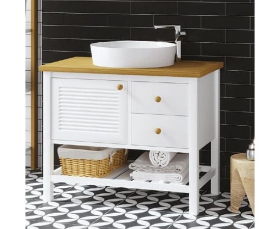 Floor cabinet with washbasin Denko Smarto 95 Oak