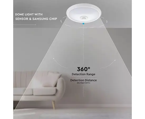 სანათი მოძრაობის სენსორით V-TAC LED Samsung 808 4000K 12W