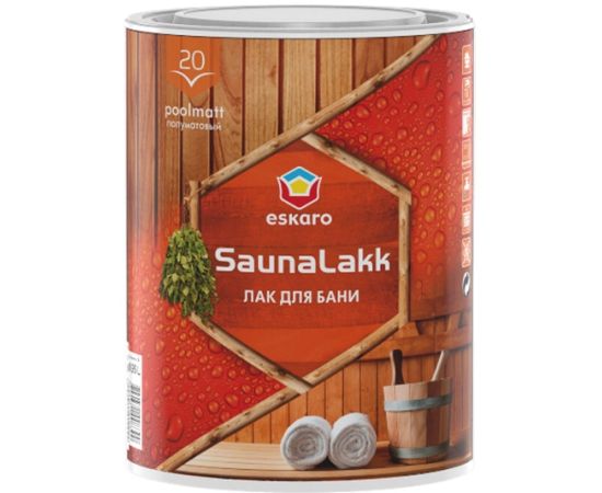 Полуматовый водоразбавимый лак для бани Eskaro SaunaLakk 0.95 л