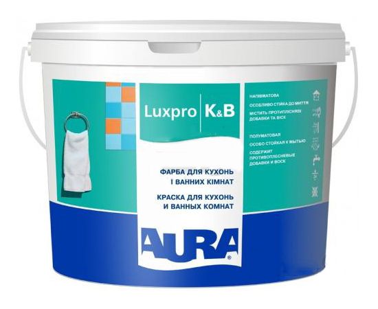 Interior paint for kitchens and bathrooms Eskaro Aura Lux Pro K&B 10 l