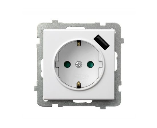 Power socket grounded Ospel Sonata GP-1RSPUSB/m/00 1 sectional + USB white