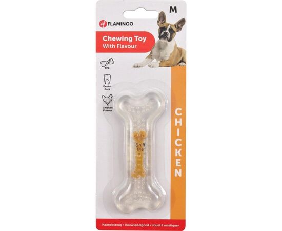 Toy bone for dog Flamingo with chicken flavor 12cm