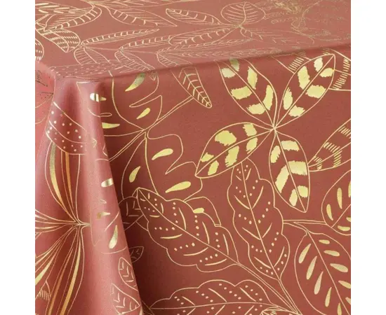 Table cloth cover with pink gold details 150x240 cm METALLIC TERRACOTTA/365174