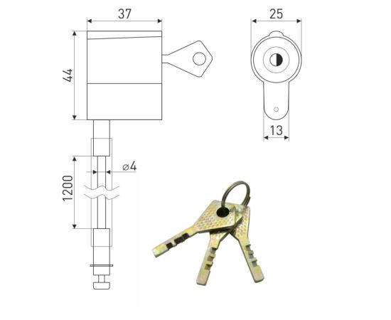 Padlock with cable Soller AM 113-046 1260 mm