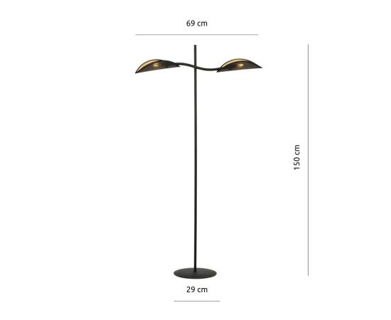 Floor lamp EMIBIG LOTUS LP2 E14 2x MAX 40W black gold