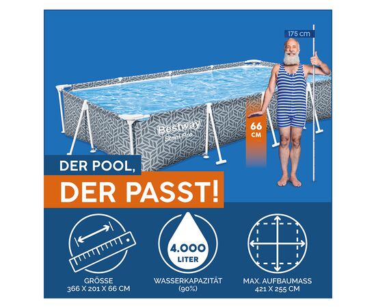 Frame pool rectangle Bestway 366x201x66 4000l